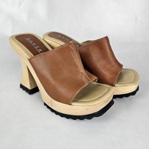 Bakers Mule Leather Wood Chunky Spoon Heel Open Toe Candies 90s Y2K Style Bratz